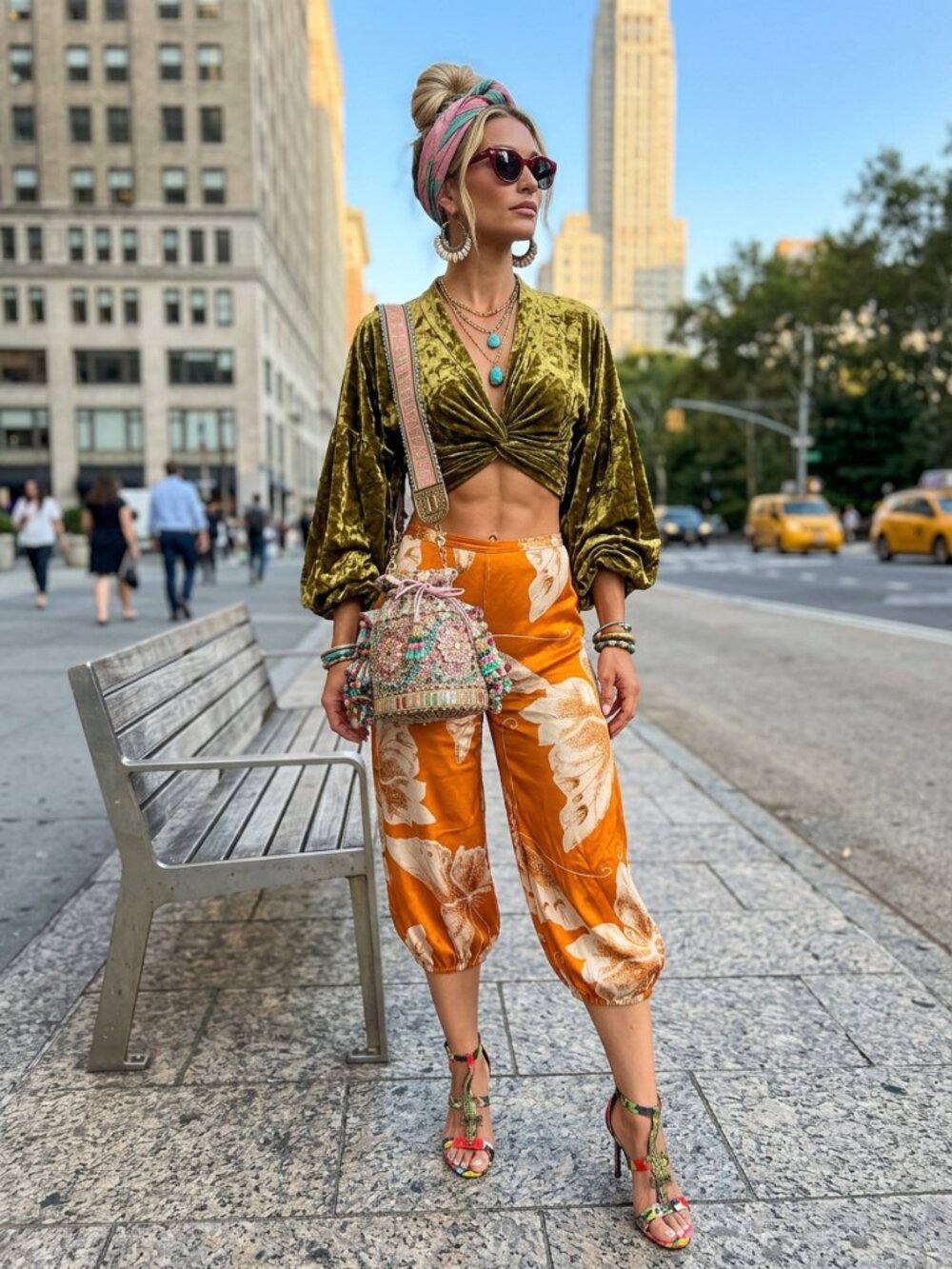 Italian Satin Balloon Crop Cinch Ankle Princess’ Jasmine Harem Pants